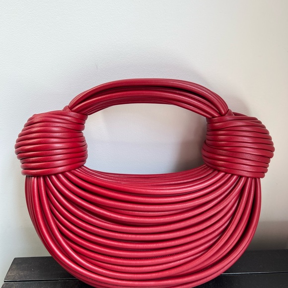 PERFECT CONDITION. BOTTEGA VENETA Nappa Mini Tubular Double Knot in Dark Red - Picture 2 of 5